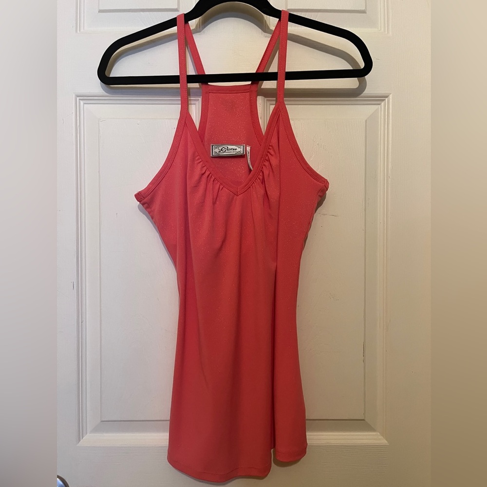 Vintage Guess Y2K Coral Shimmer Racerback Tank